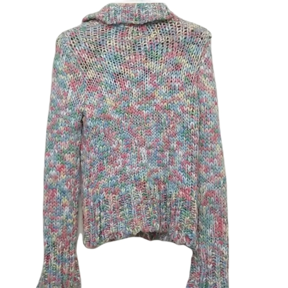 Multi Color Rainbow Knit Granny Sweater Large - Picture 3 of 8